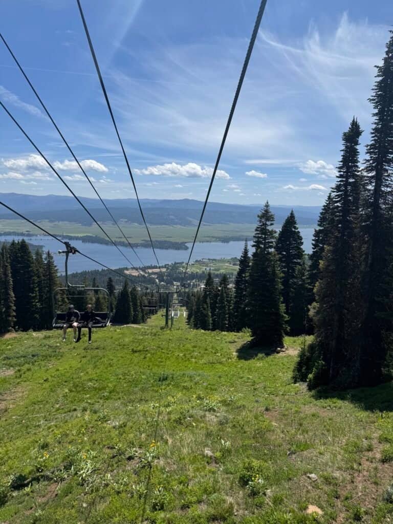 Lake Cascade seen from the chairlift at Tamarack Resort, Idaho, in summer
