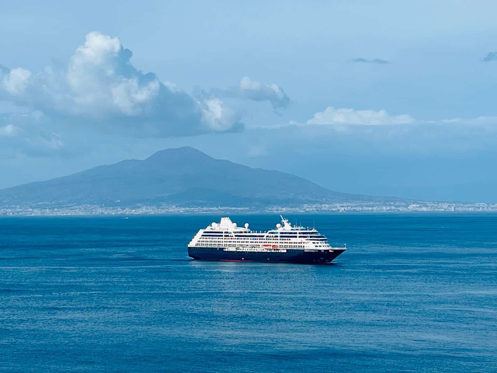 Ship with Vesuvius in the background